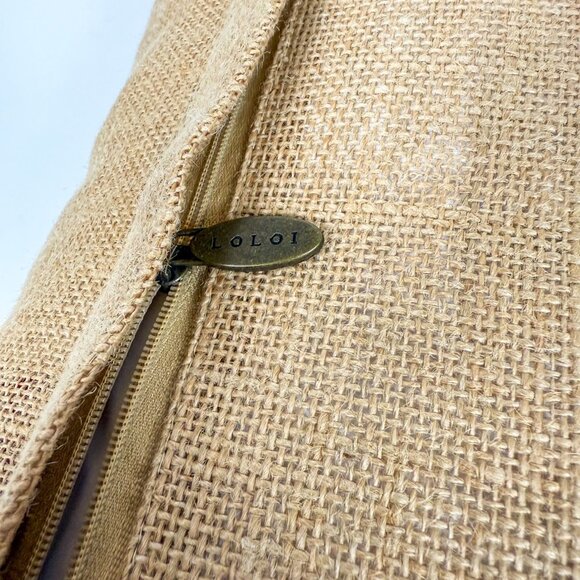 Justina Blakeney X Loloi Peyote Rectangular Jute Throw Pillow Pom Poms Geometric - Picture 5 of 7